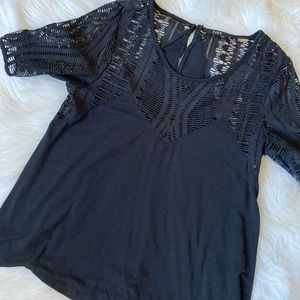 Tart Black Lace/Crochet Short Sleeve - Size S - Black